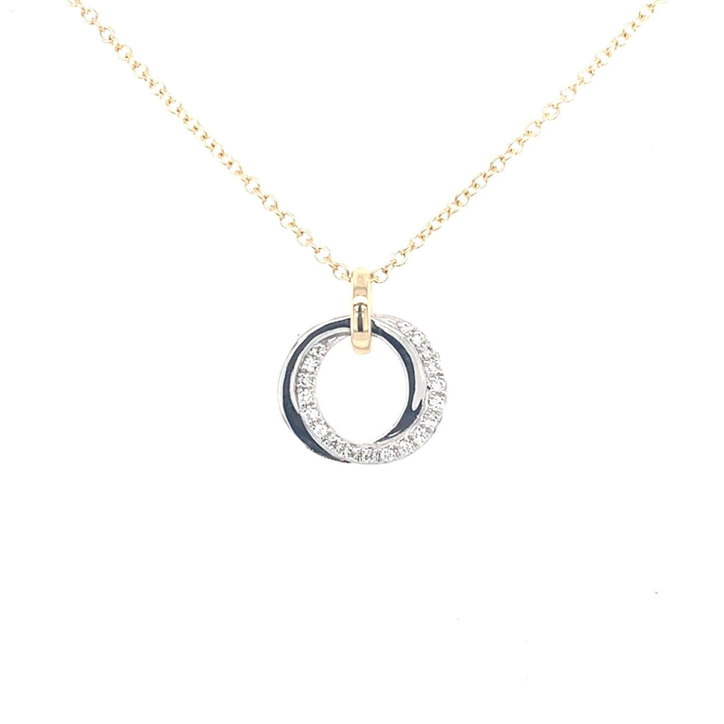 Yellow and White Gold Diamond Double Circle Pendant  Gardiner Brothers   