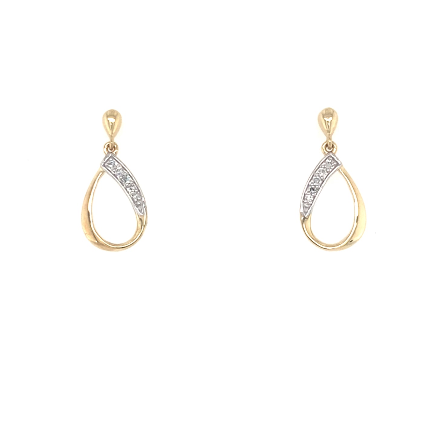 Yellow and White Gold Diamond Tear Drop Style Earrings  Gardiner Brothers   