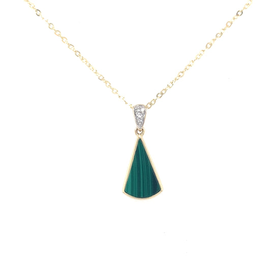 Yellow Gold Malachite and Diamond Drop Pendant Gardiner Brothers