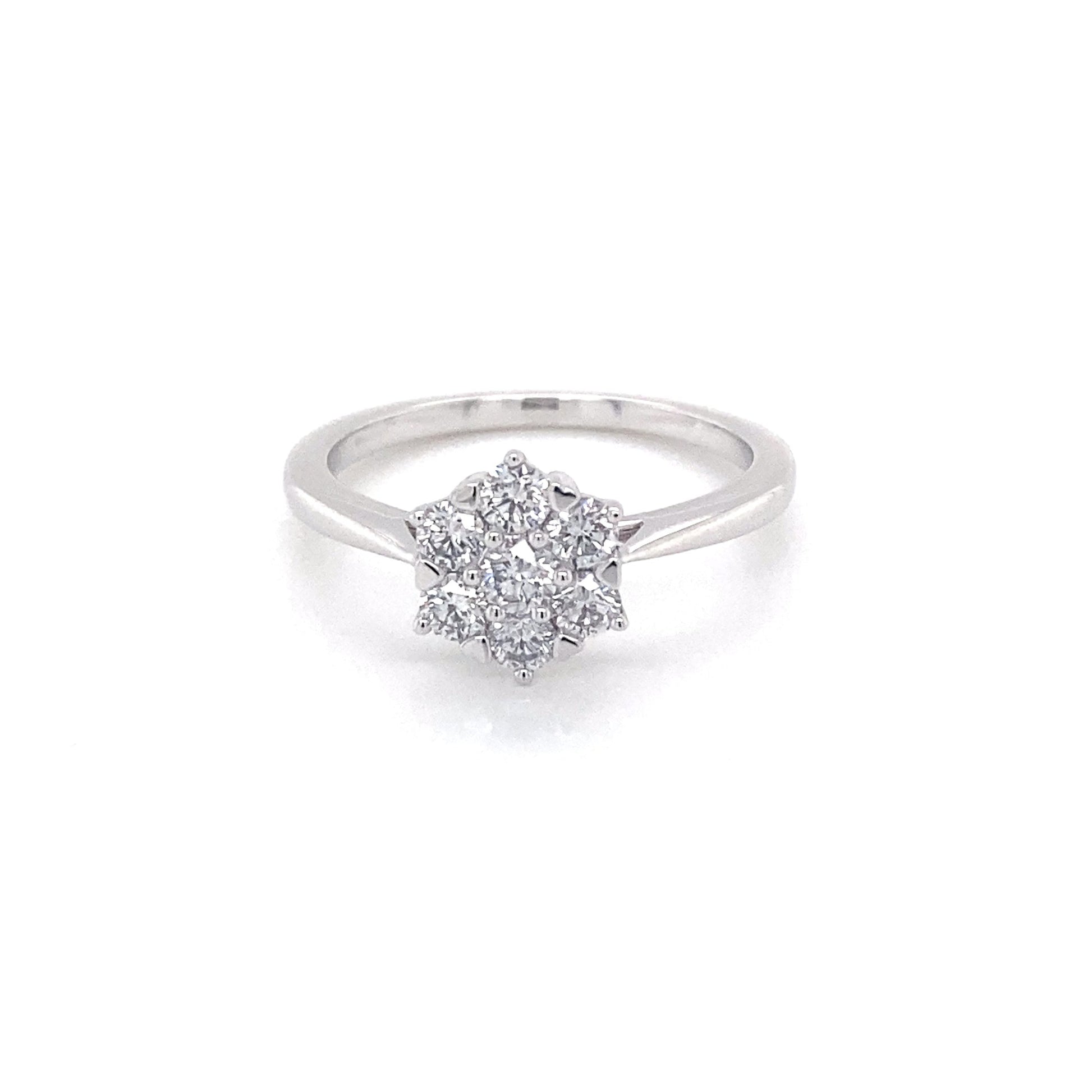 Platinum Round Brilliant cut 7 stone diamond cluster style ring - 0.53cts Gardiner Brothers