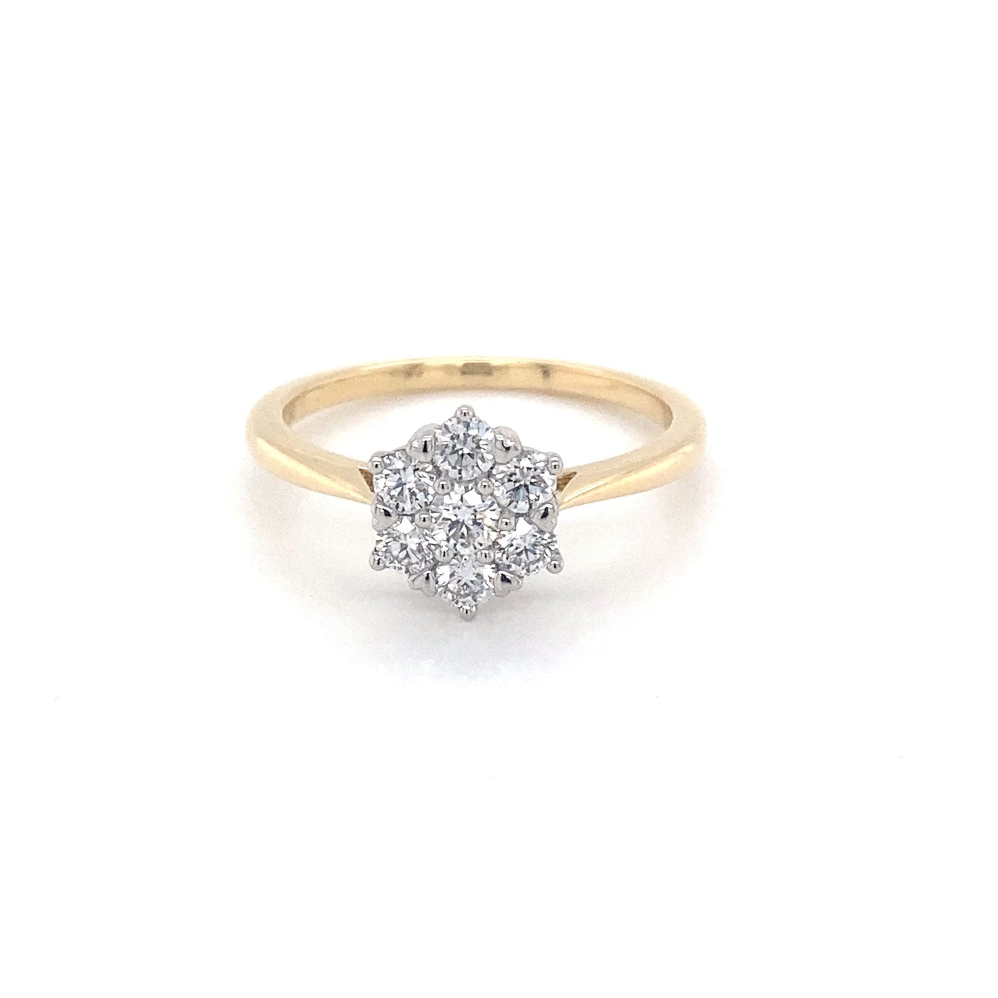 Yellow Gold Round Brilliant cut 7 stone diamond cluster style ring - 0.52cts Gardiner Brothers