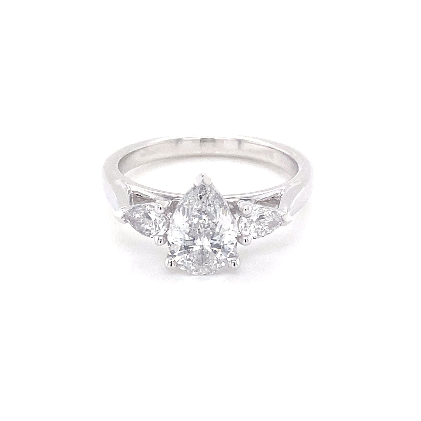 Platinum Pear Shaped Diamond 3 Stone Ring - 1.51cts Gardiner Brothers