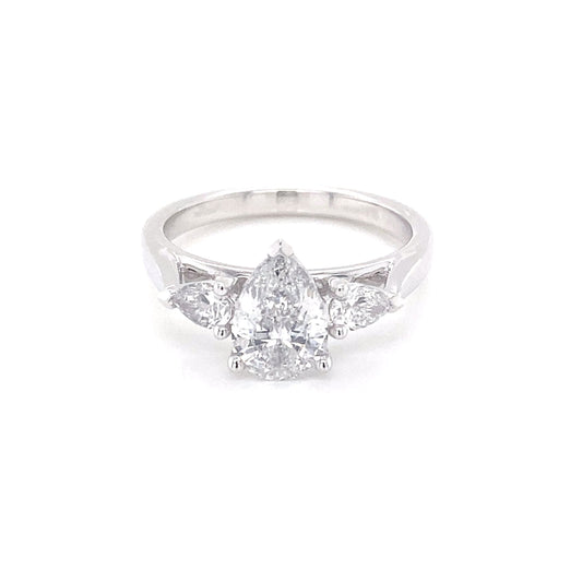 Platinum Pear Shaped Diamond 3 Stone Ring - 1.51cts Gardiner Brothers