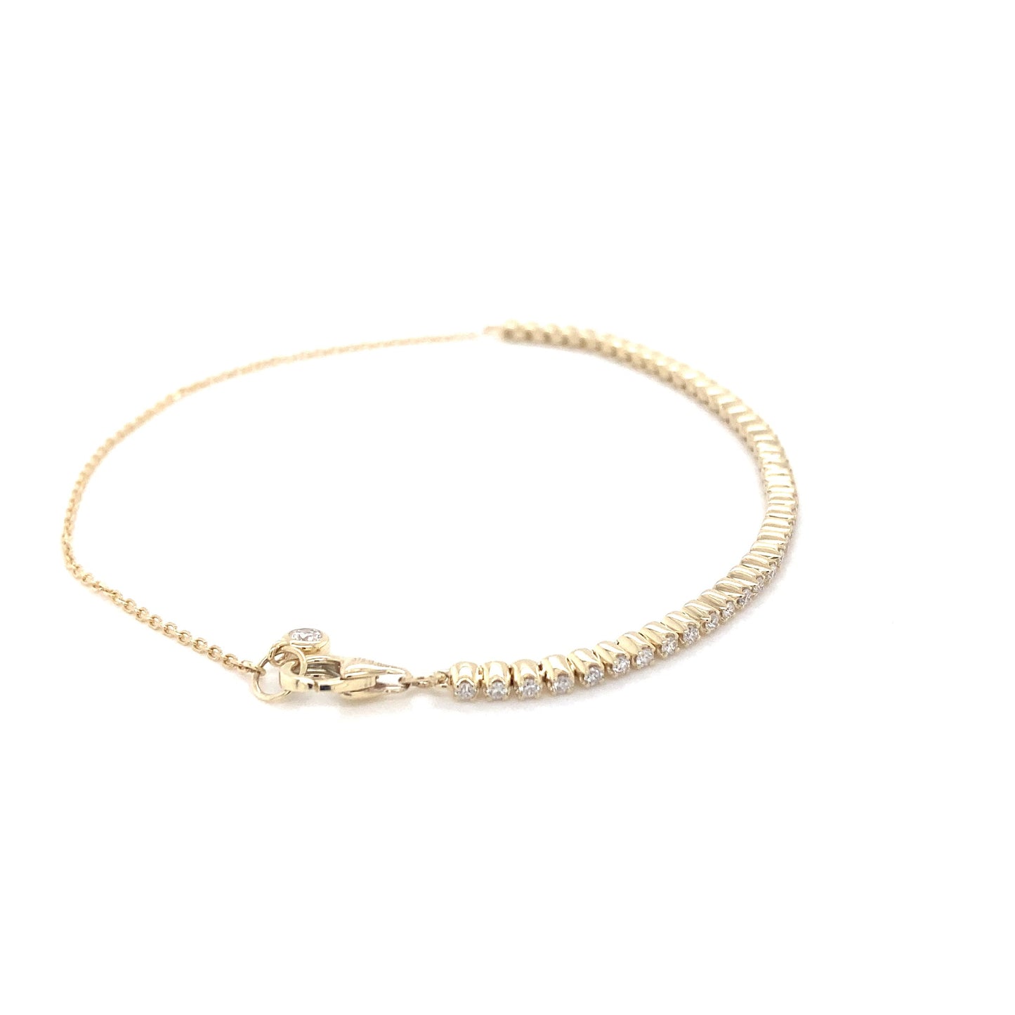 Yellow Gold, Half Set Diamond Tennis Bracelet  Gardiner Brothers   