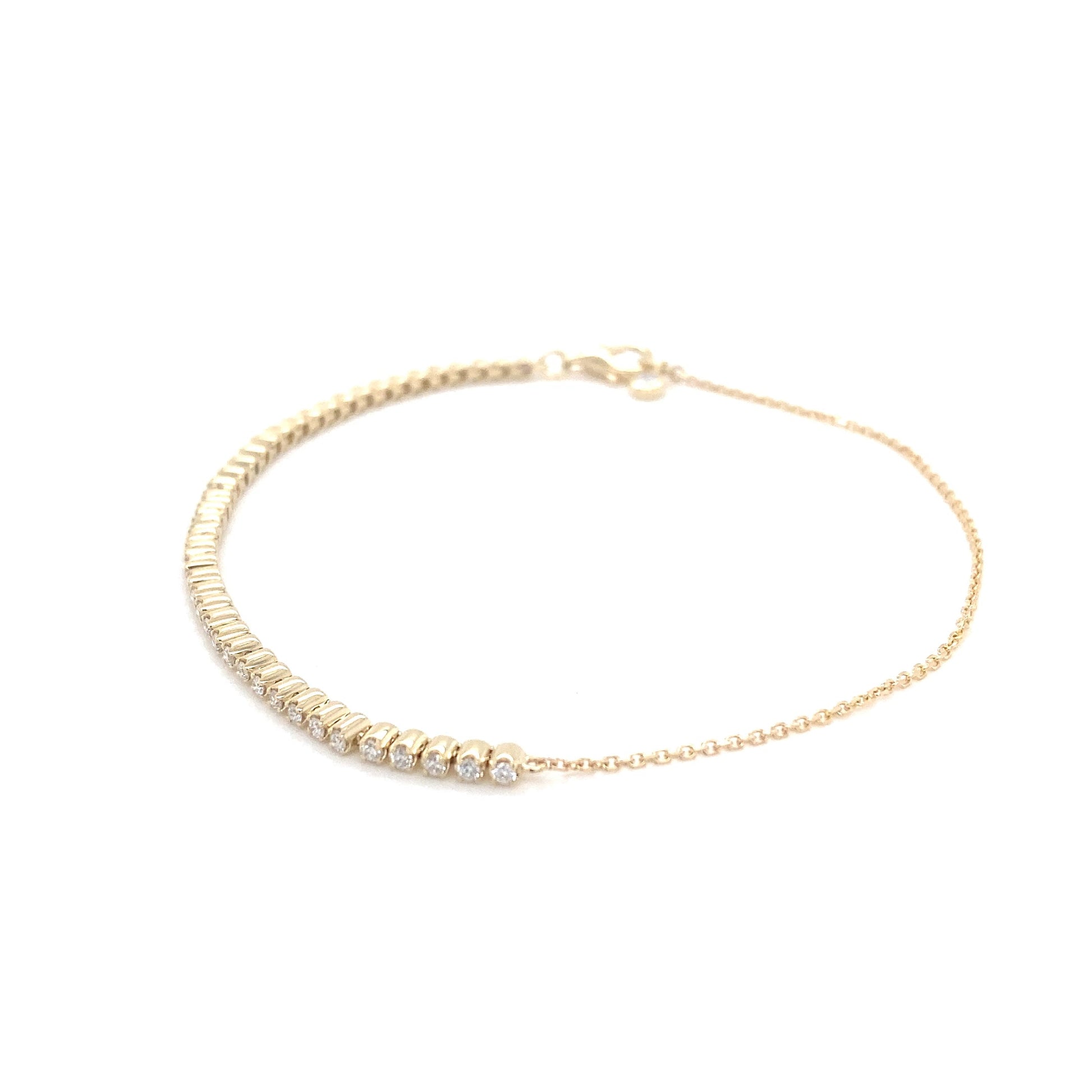 Yellow Gold, Half Set Diamond Tennis Bracelet  Gardiner Brothers   