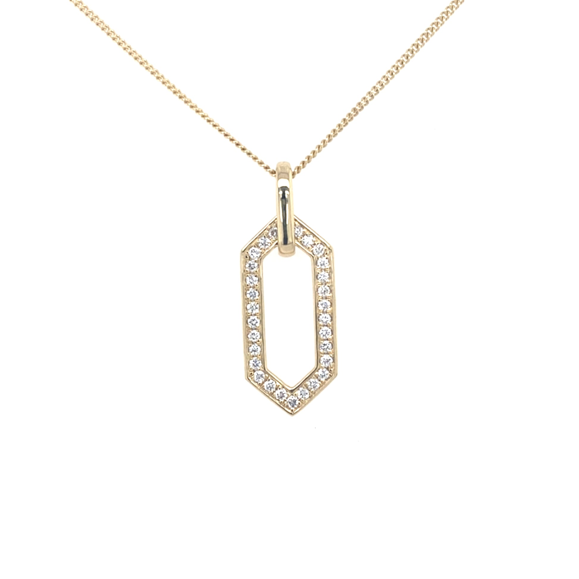 Yellow gold and diamond, hexagonal shaped pendant  Gardiner Brothers   