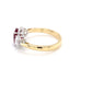 Oval Shaped Ruby and round brilliant cut diamond 3 stone ring Gardiner Brothers