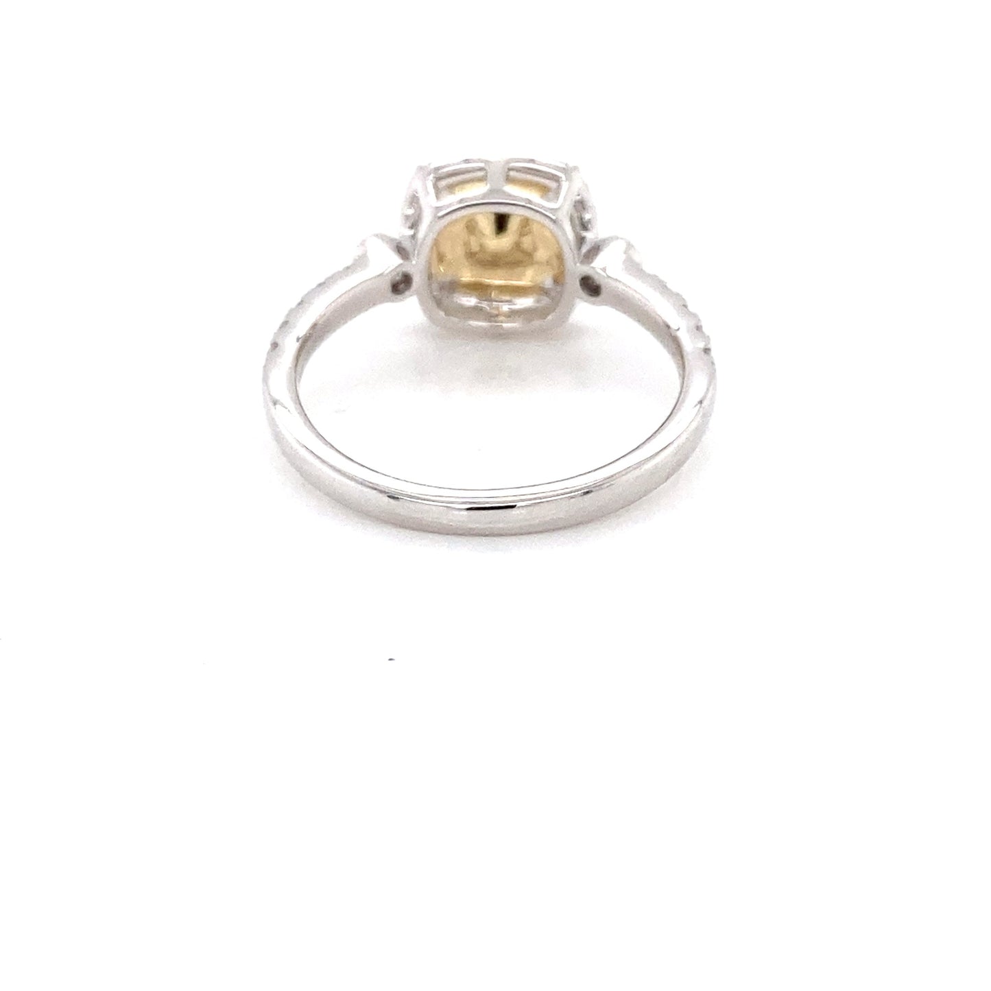 Platinum Cushion Shaped Yellow Diamond Halo Cluster Style Ring Gardiner Brothers