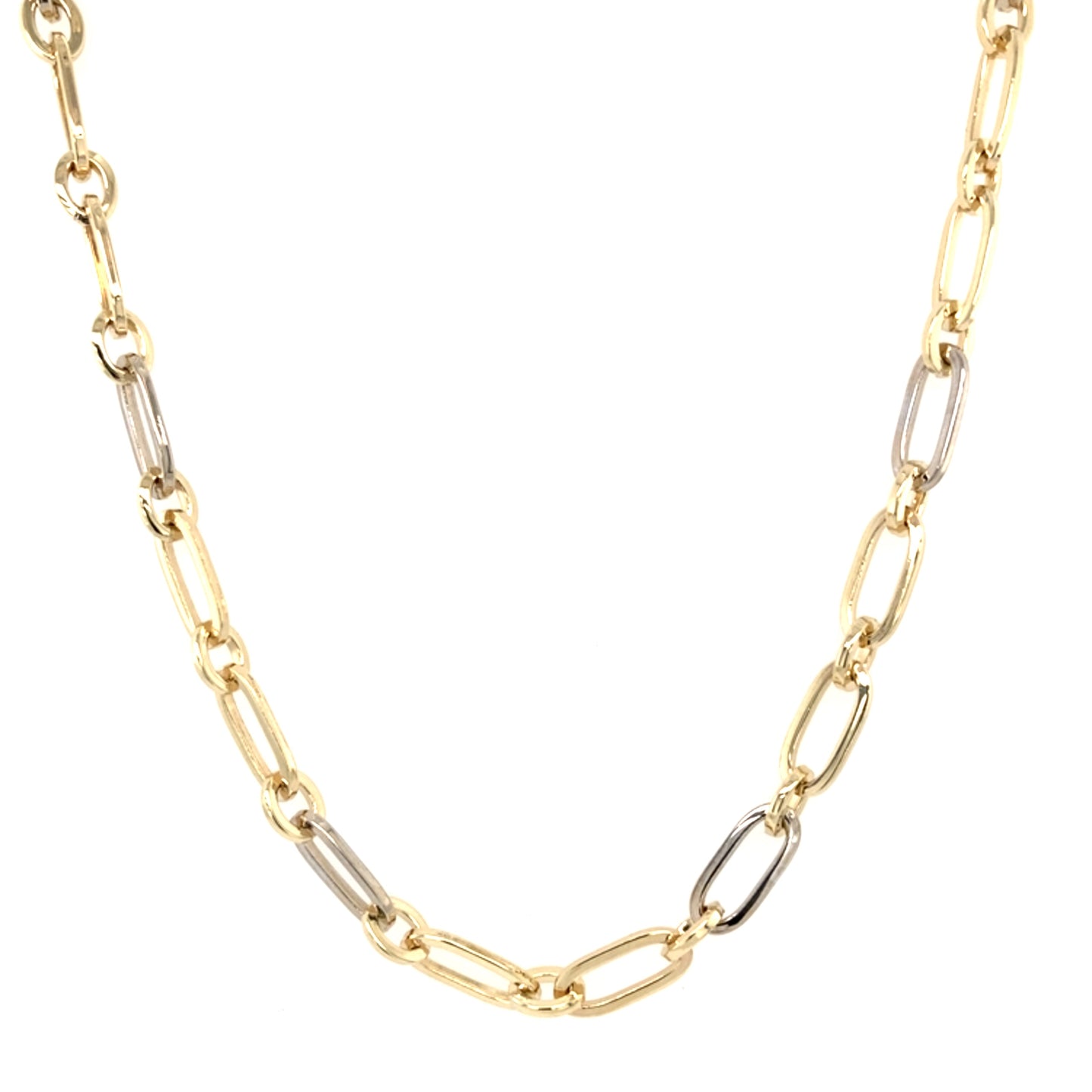 Yellow and white gold alternating size oval link necklet Gardiner Brothers