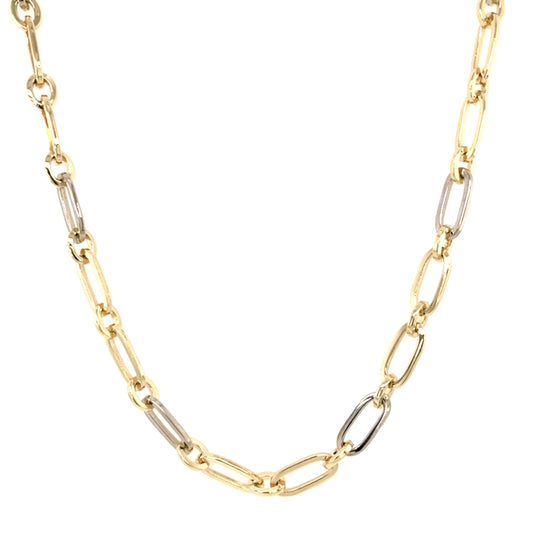 Yellow and white gold alternating size oval link necklet Gardiner Brothers