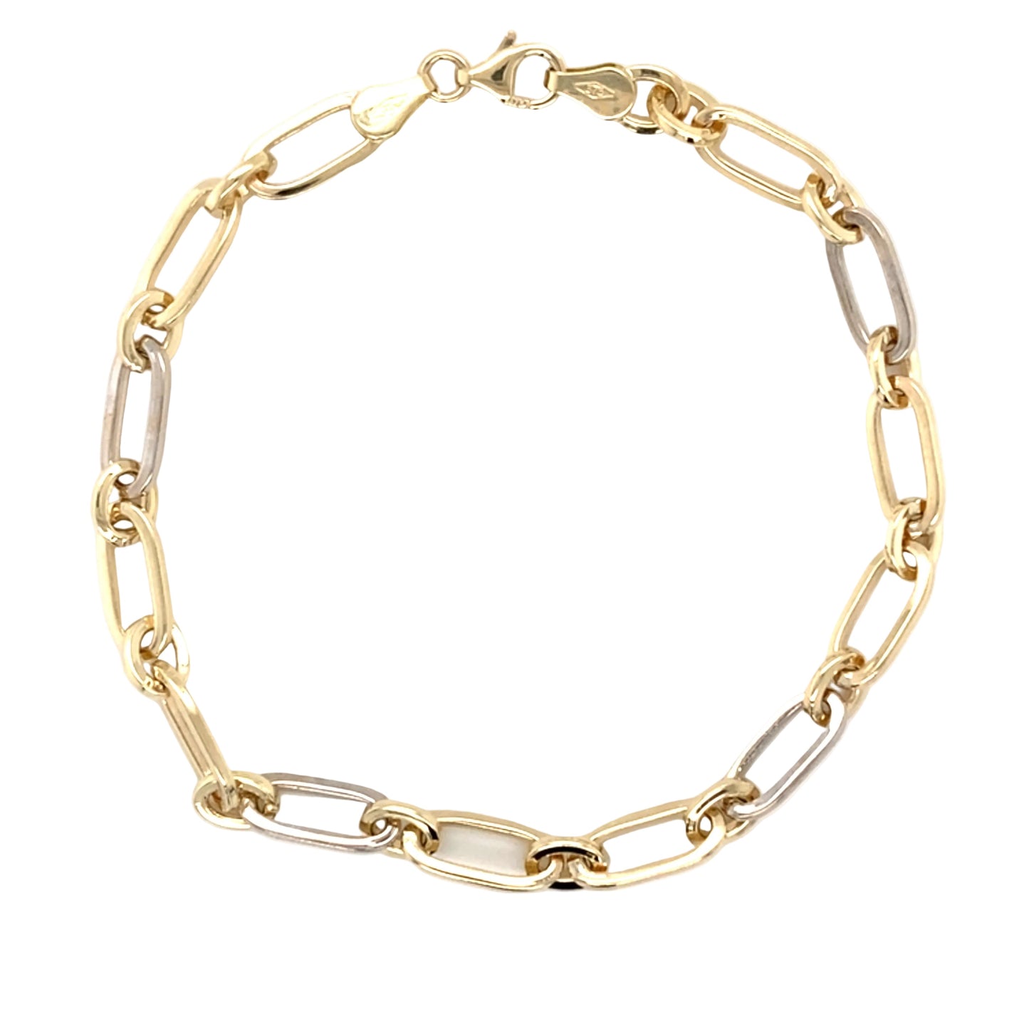 Yellow and white gold alternating size oval link bracelet Gardiner Brothers