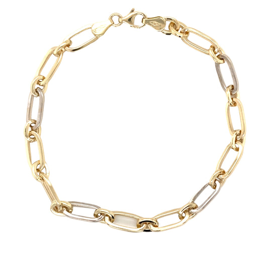Yellow and white gold alternating size oval link bracelet Gardiner Brothers