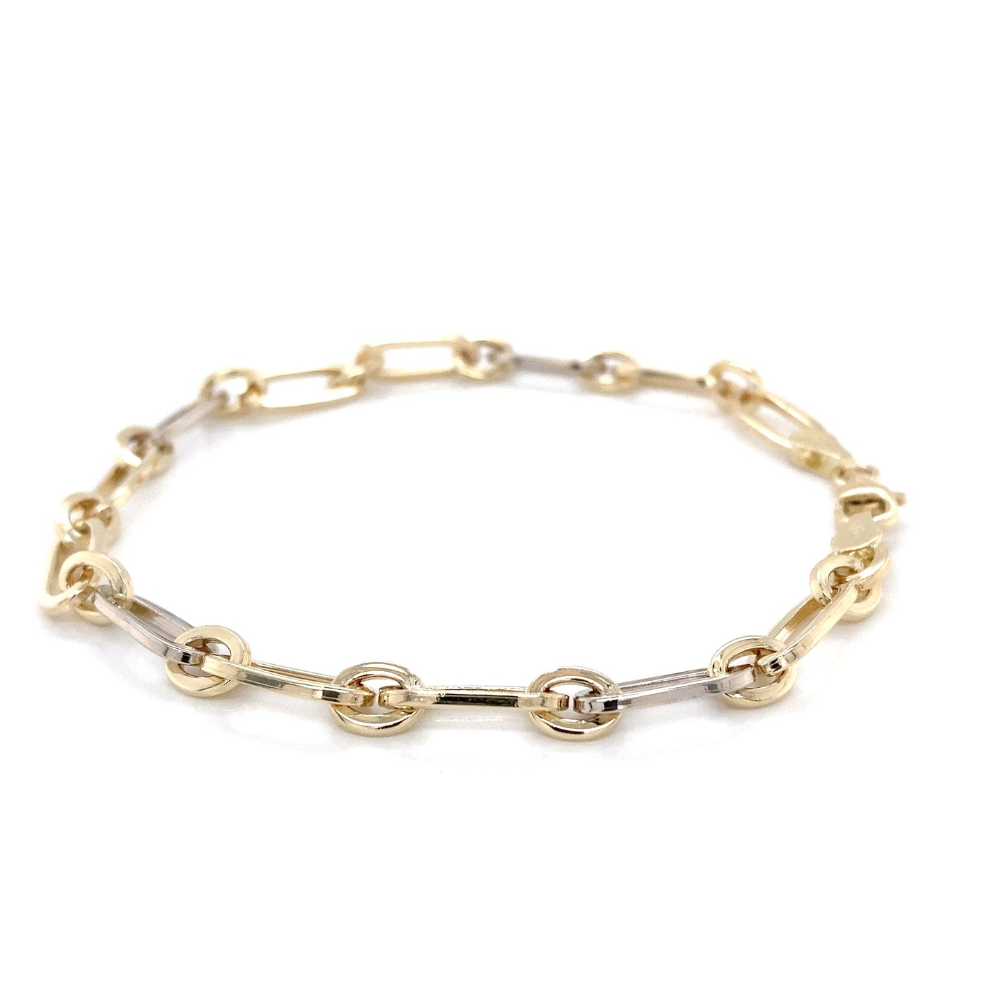 Yellow and white gold alternating size oval link bracelet Gardiner Brothers