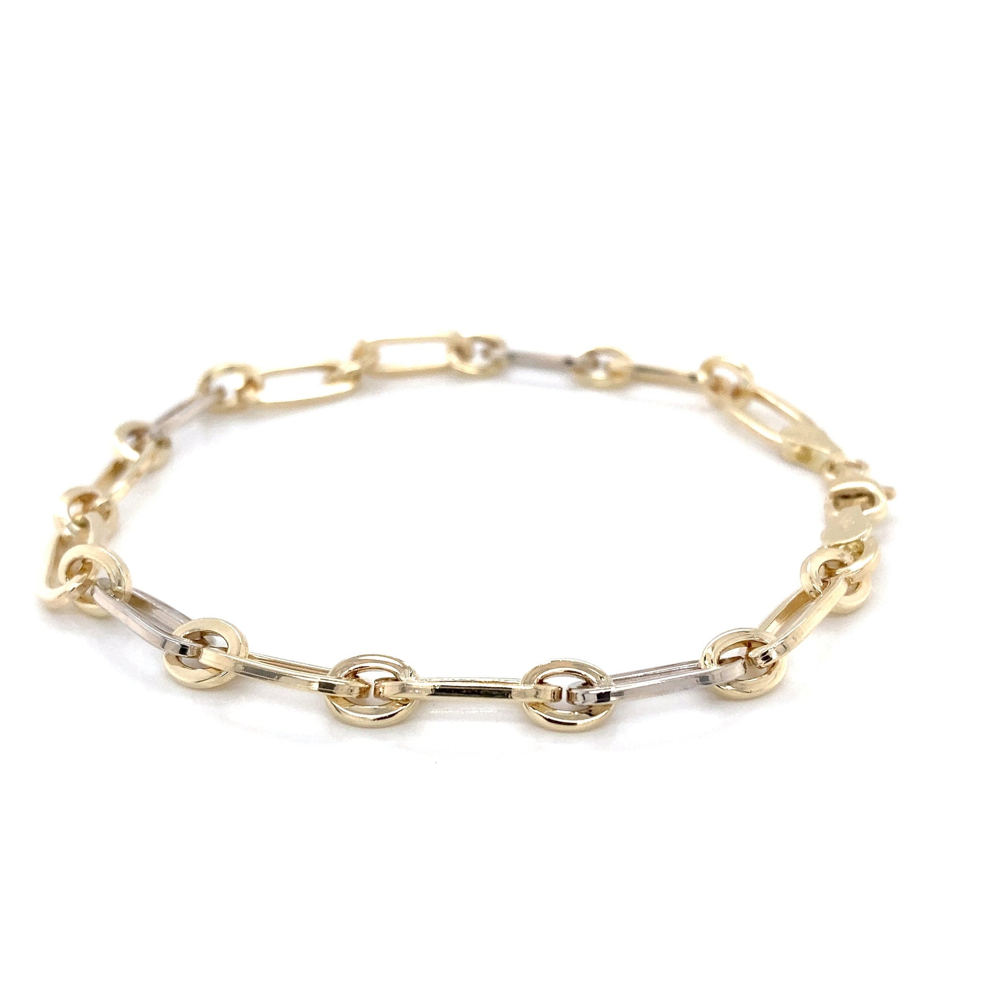 Yellow and white gold alternating size oval link bracelet Gardiner Brothers