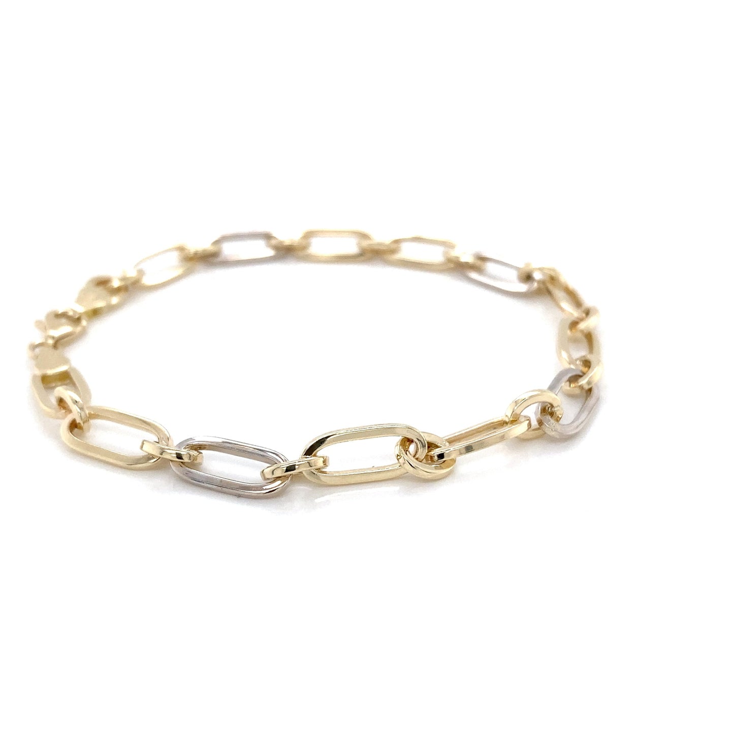 Yellow and white gold alternating size oval link bracelet Gardiner Brothers