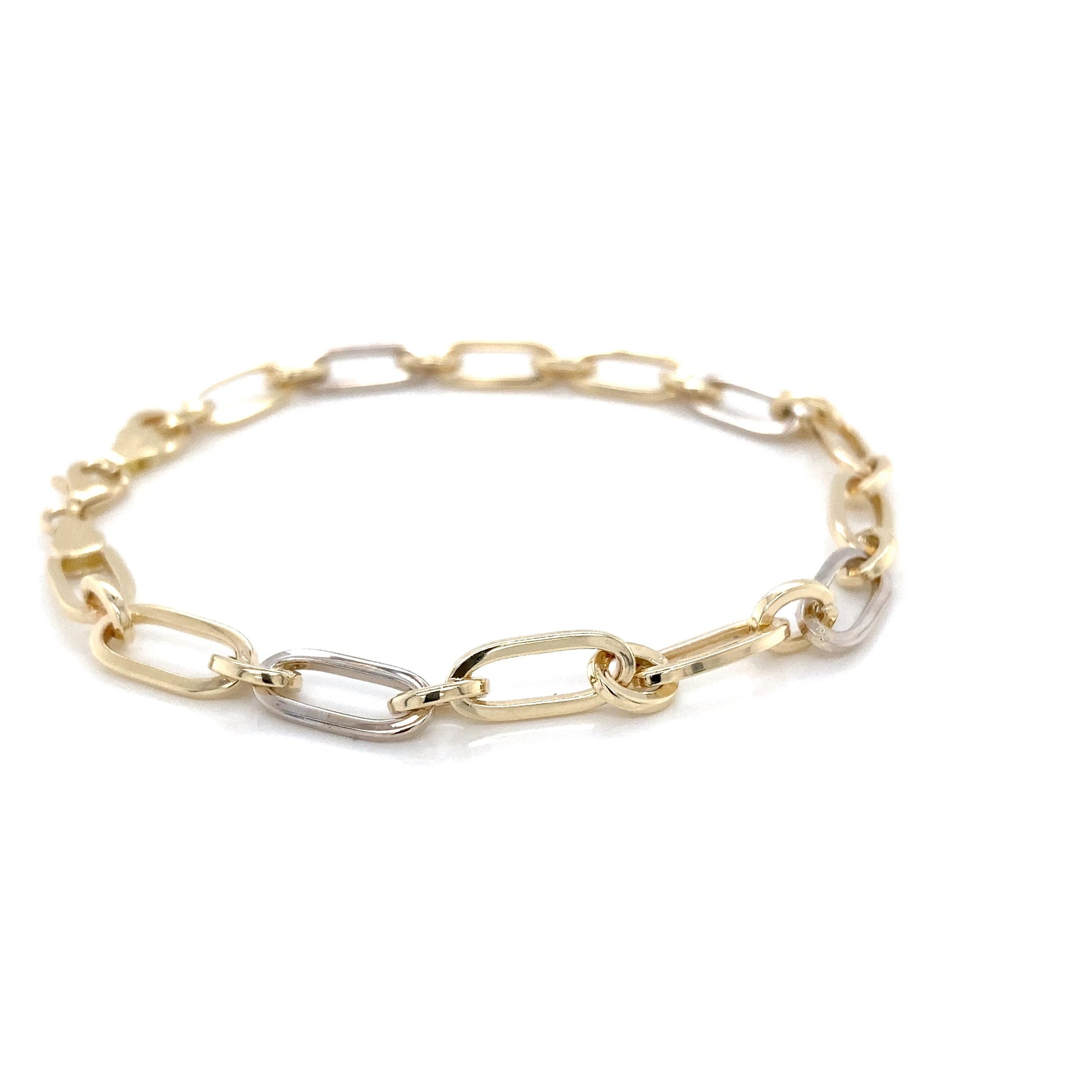 Yellow and white gold alternating size oval link bracelet Gardiner Brothers