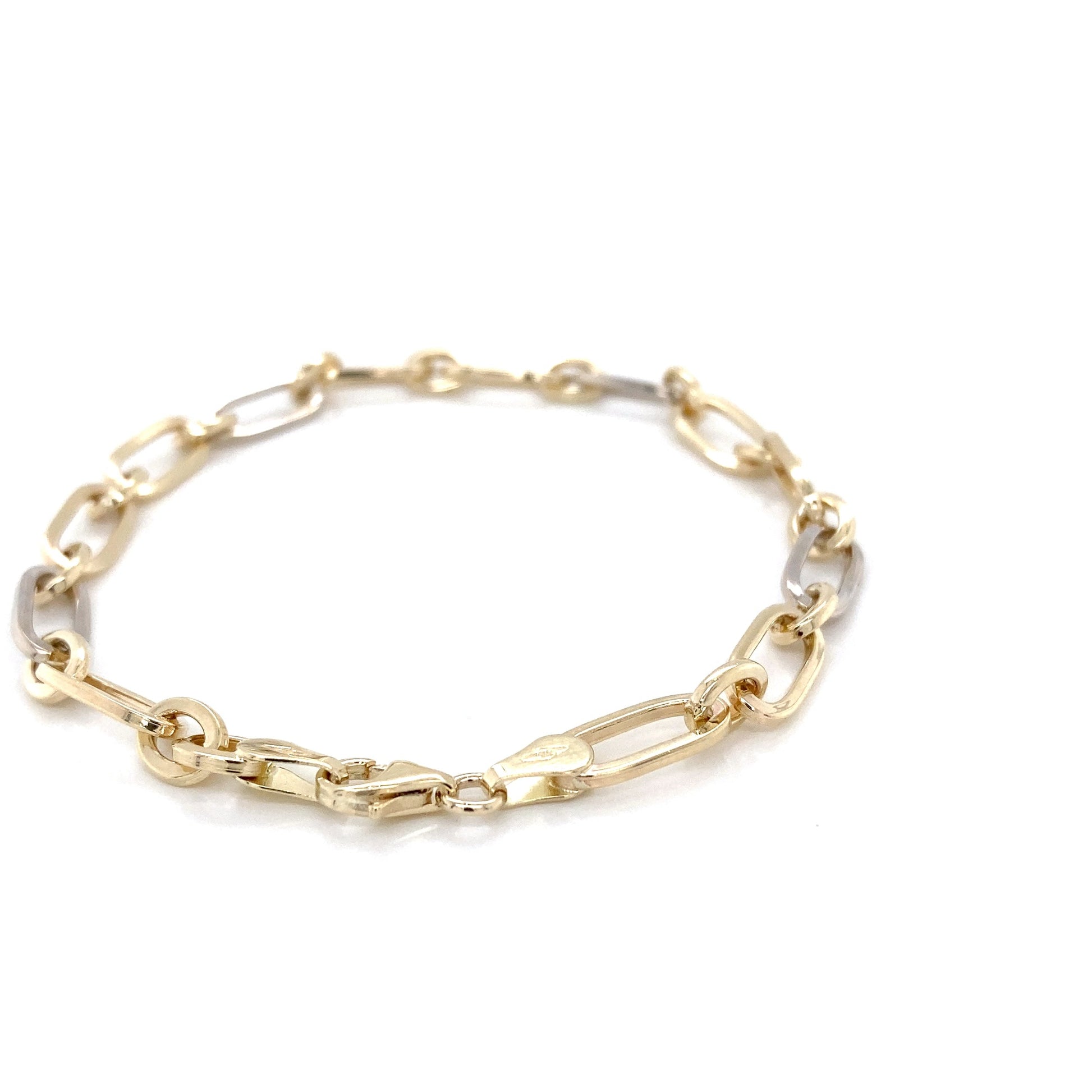 Yellow and white gold alternating size oval link bracelet Gardiner Brothers