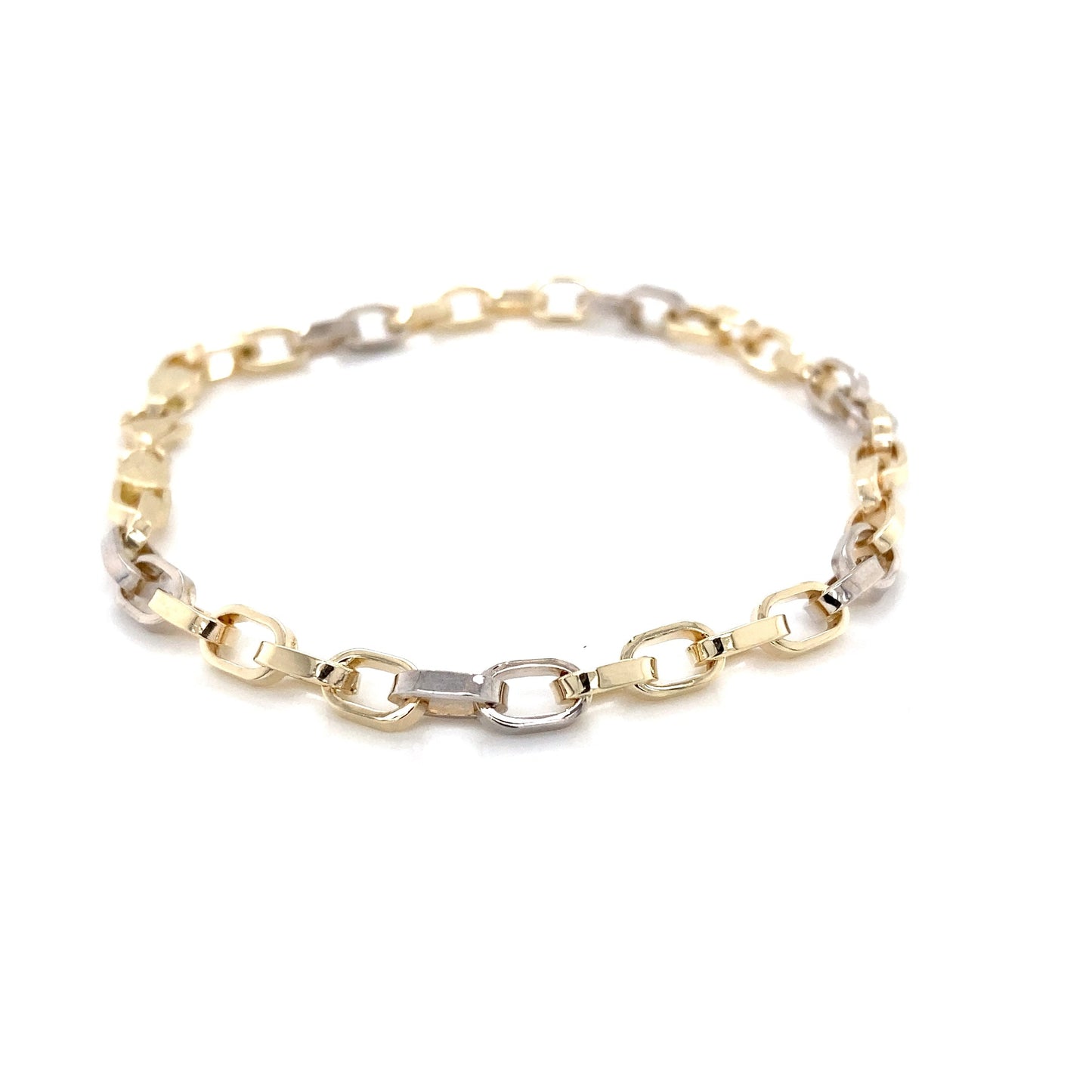 Yellow and white gold oblong link bracelet Gardiner Brothers