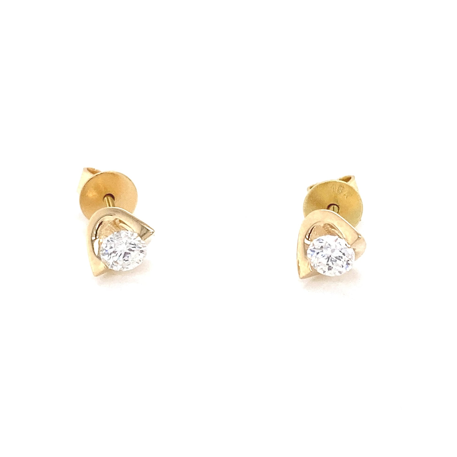 Round Brilliant Cut Diamond Fancy Style Solitaire Earrings - 0.50cts Gardiner Brothers