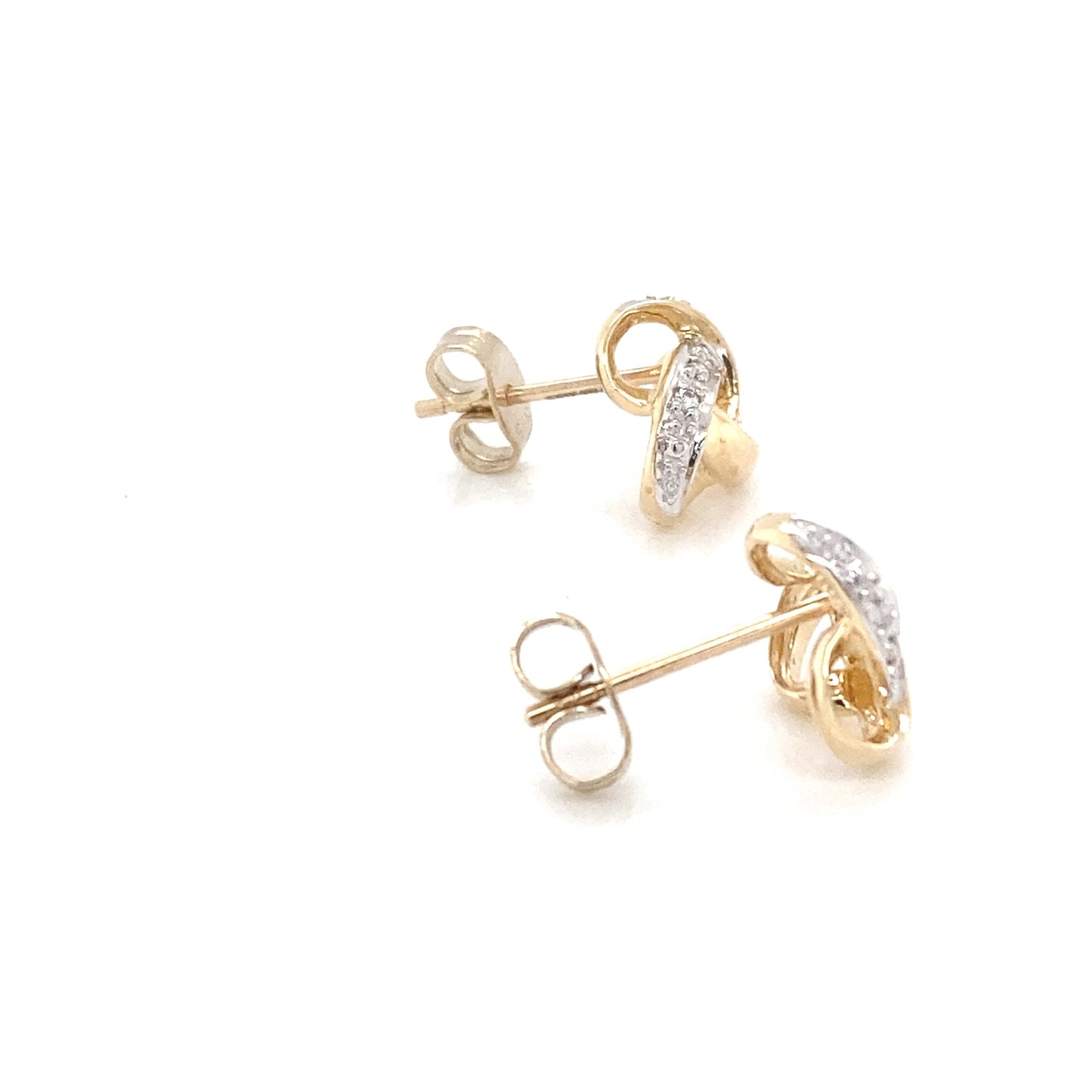 Yellow and White Gold Diamond Knot Style Earrings