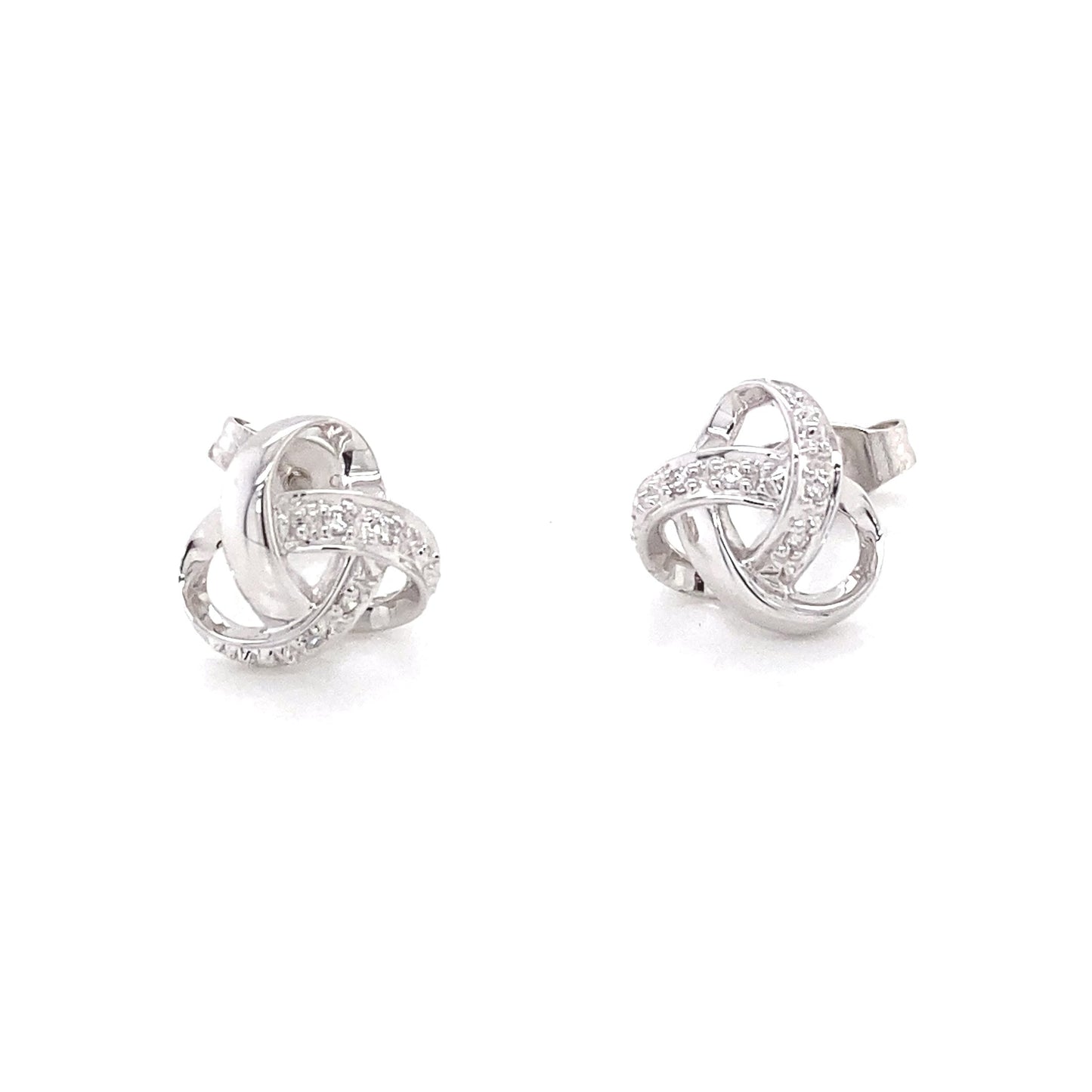 White Gold Diamond Knot Style Earrings