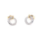 Yellow and White Gold Diamond Double Circle Earrings