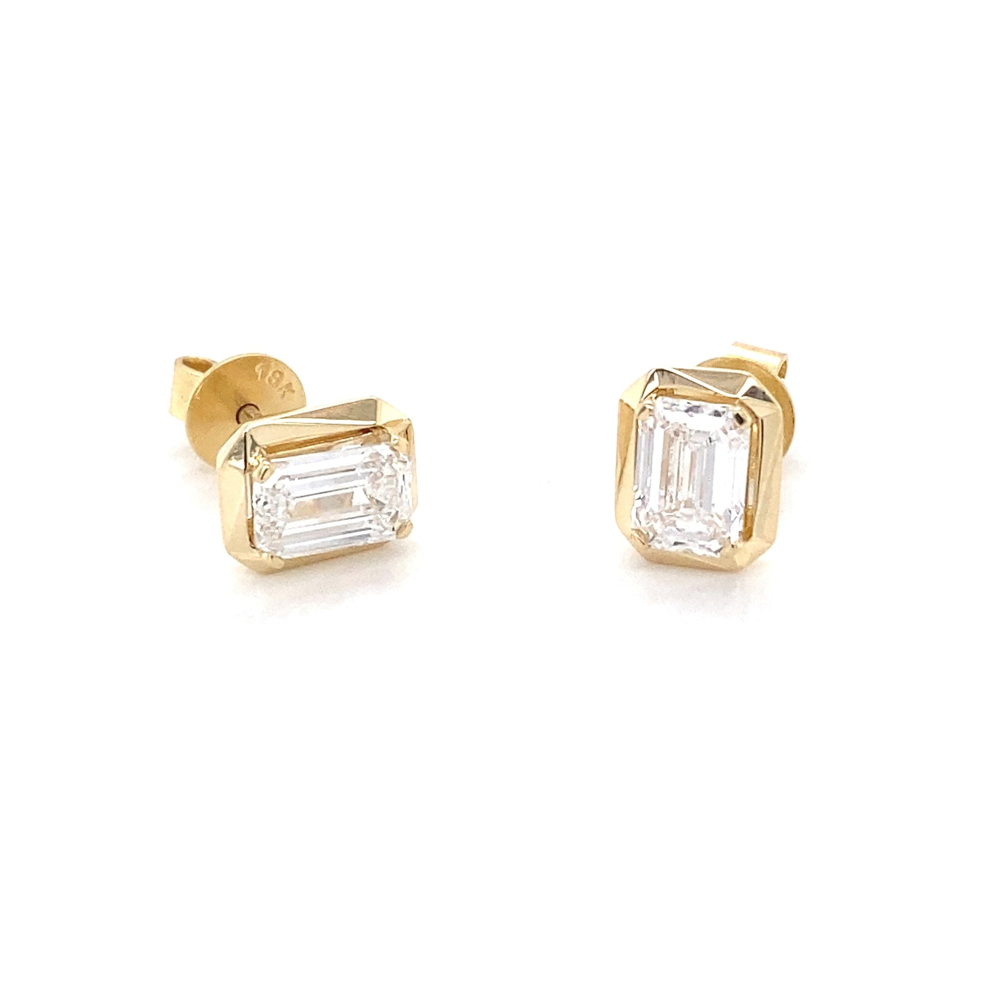 Lab Grown Emerald Cut Diamond Solitaire Earrings - 1.40cts Gardiner Brothers