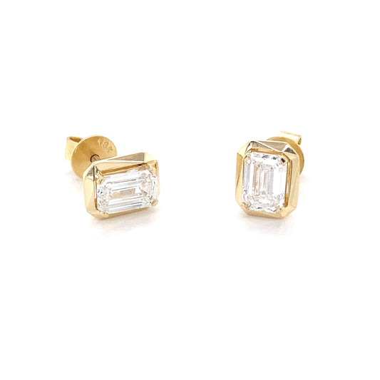 Lab Grown Emerald Cut Diamond Solitaire Earrings - 1.40cts Gardiner Brothers