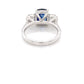 Cushion Shaped Sapphire and round brilliant cut diamond 3 stone ring Gardiner Brothers