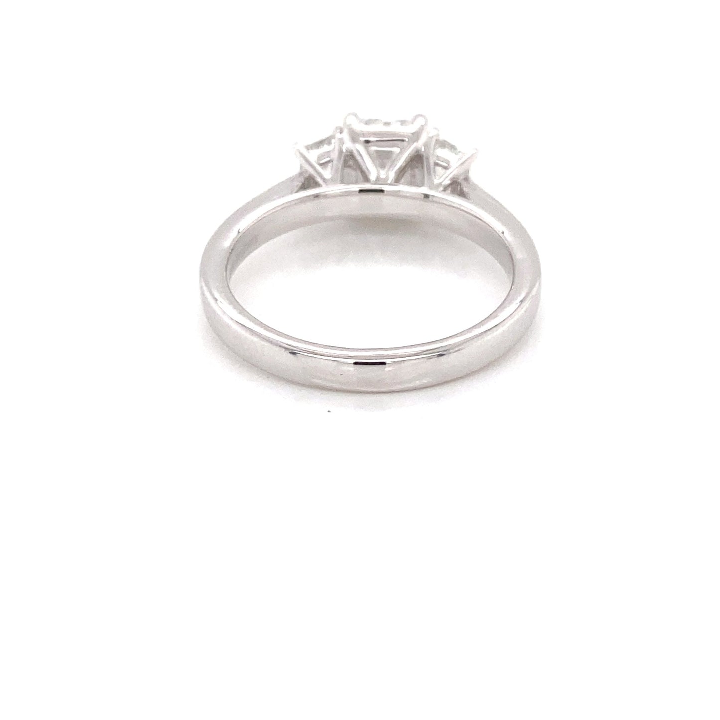 Platinum Emerald and Step Cut Trapezoid Diamond 3 Stone ring - 1.40cts Gardiner Brothers