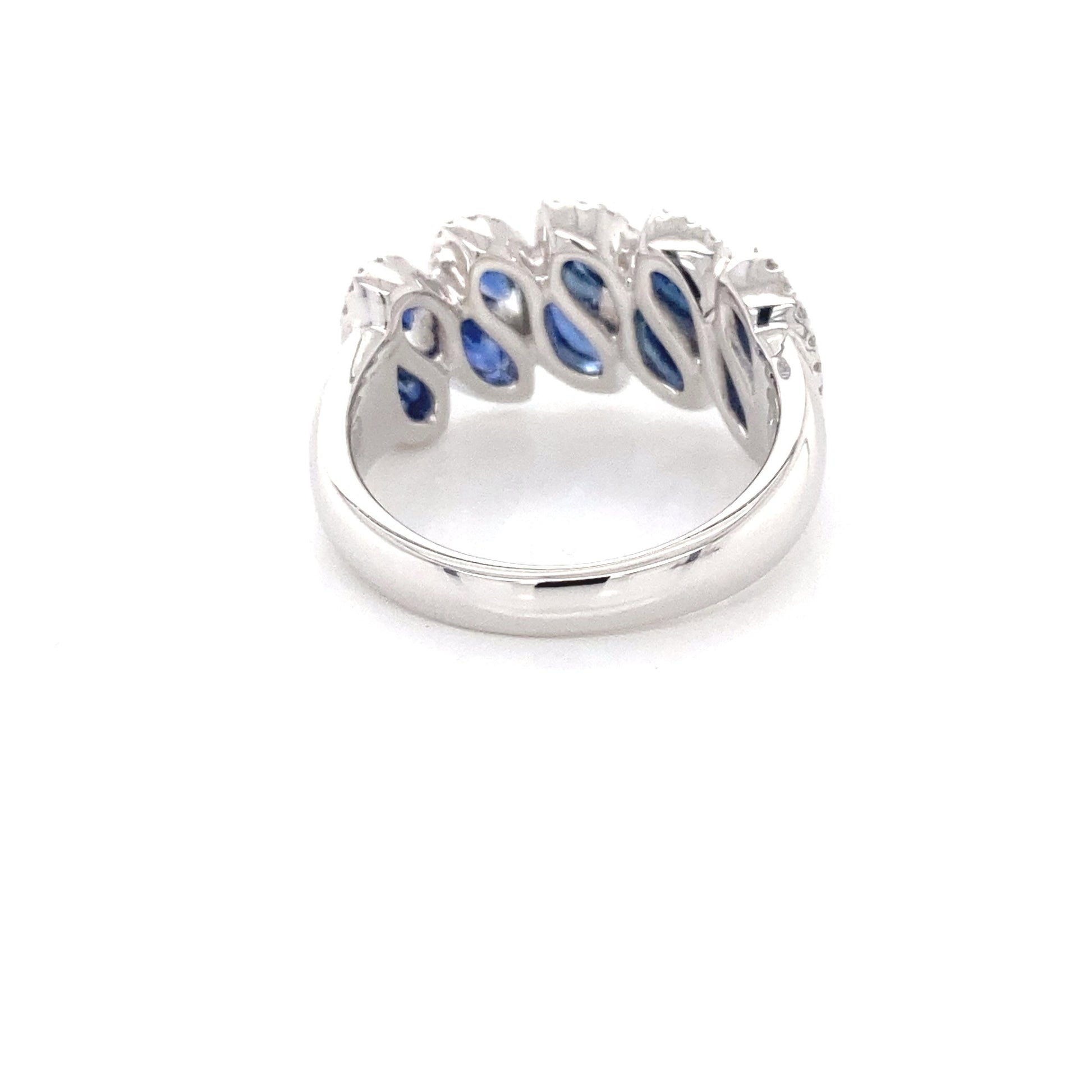 Marquise shaped Sapphire and round brilliant cut diamond dress ring Gardiner Brothers