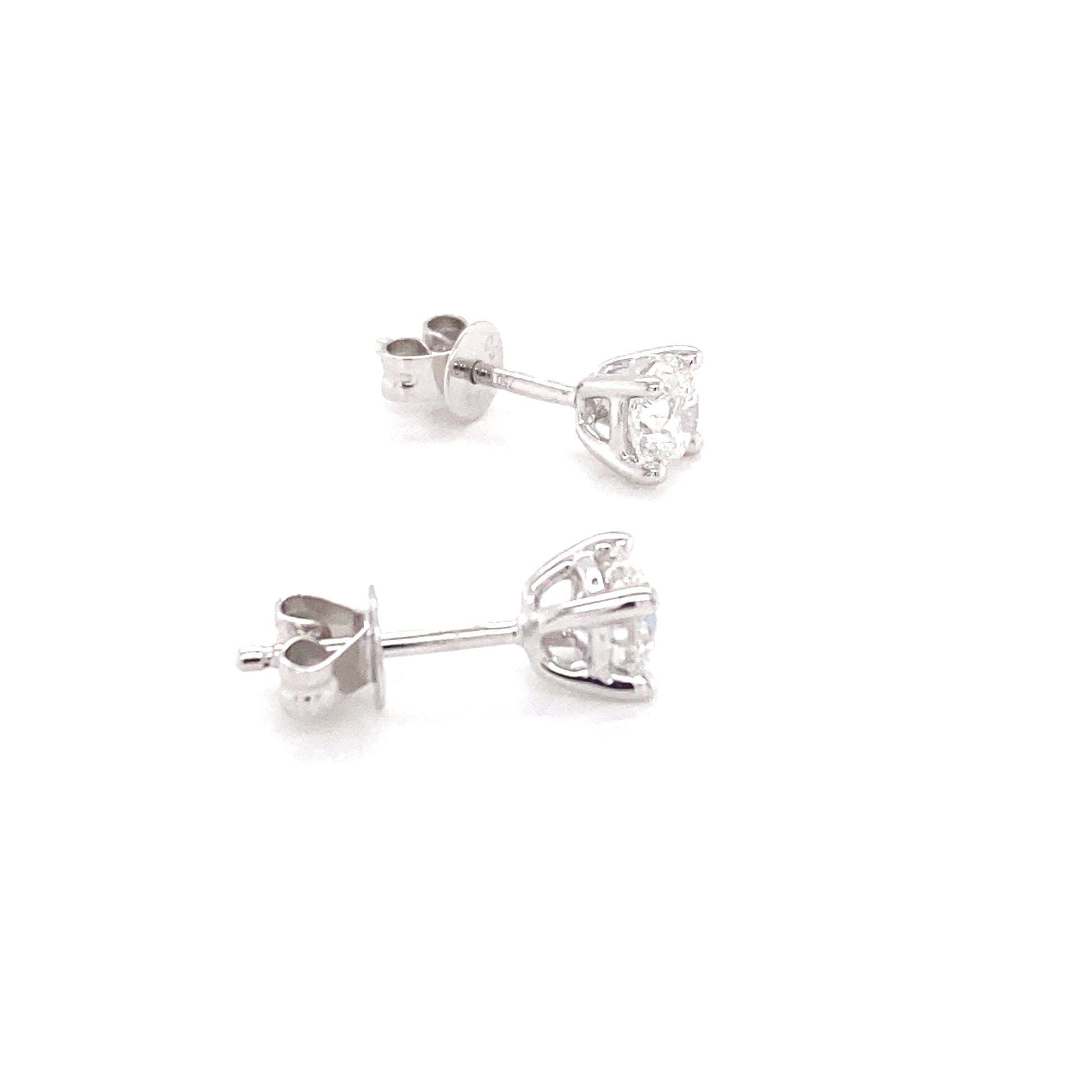 Round Brilliant Cut Diamond Solitaire Earrings - 1.00cts Gardiner Brothers