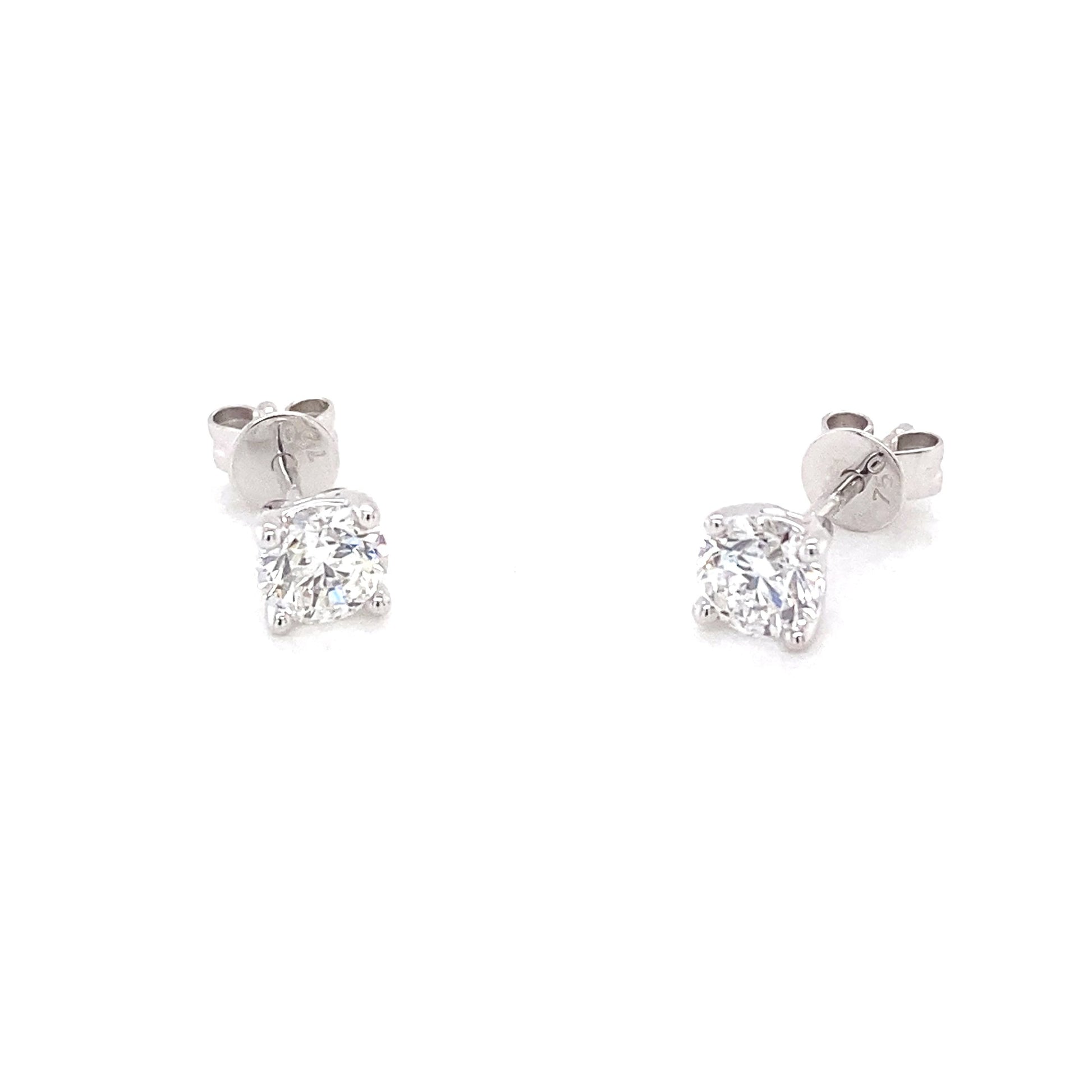 Round Brilliant Cut Diamond Solitaire Earrings - 1.00cts Gardiner Brothers