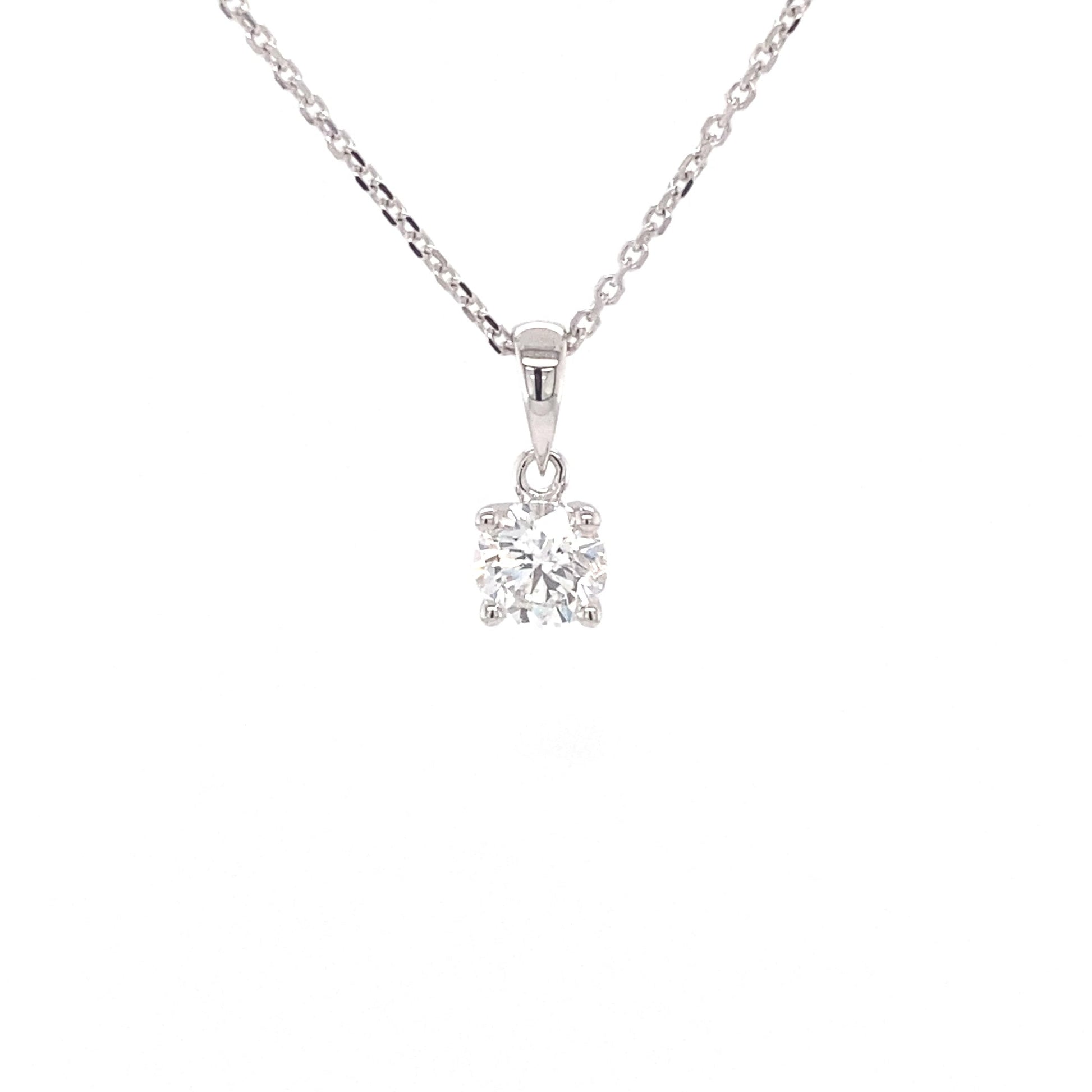 Round brilliant cut diamond solitaire pendant - 0.53cts Gardiner Brothers