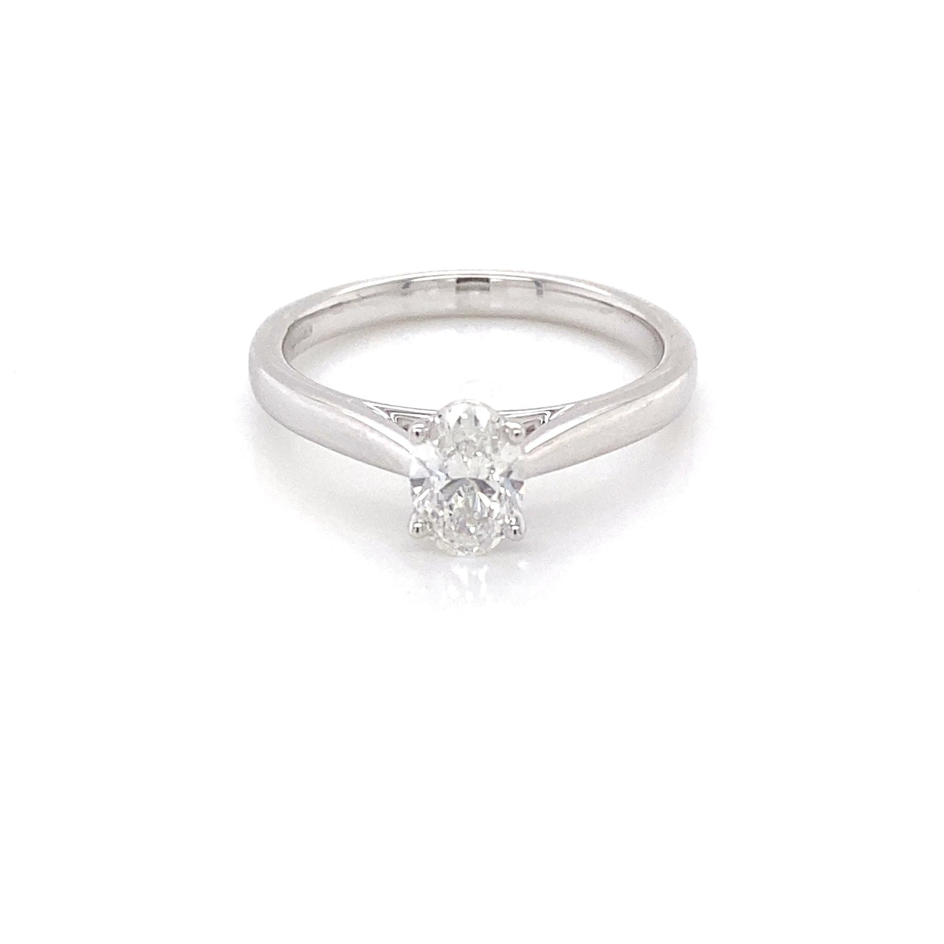 Platinum Oval Shaped Diamond Solitaire ring - 0.61cts Gardiner Brothers