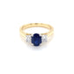 Oval Shaped Sapphire and Oval Diamond 3 stone ring Gardiner Brothers