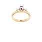 Octagonal Ruby and round brilliant cut diamond 3 stone ring Gardiner Brothers