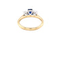 Octagonal shaped sapphire and emerald cut diamond 3 stone ring Gardiner Brothers