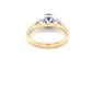 Cushion Shaped Sapphire and round brilliant cut diamond 3 stone ring Gardiner Brothers