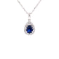 Pear Shaped Sapphire and diamond halo style pendant Gardiner Brothers