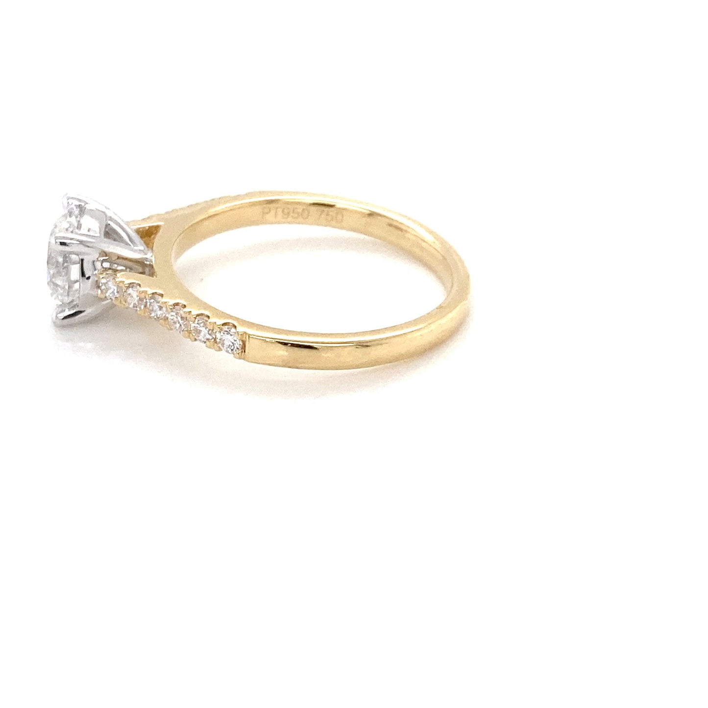 Yellow Gold Round brilliant Cut Solitaire with diamond set shoulders - 1.46cts Gardiner Brothers