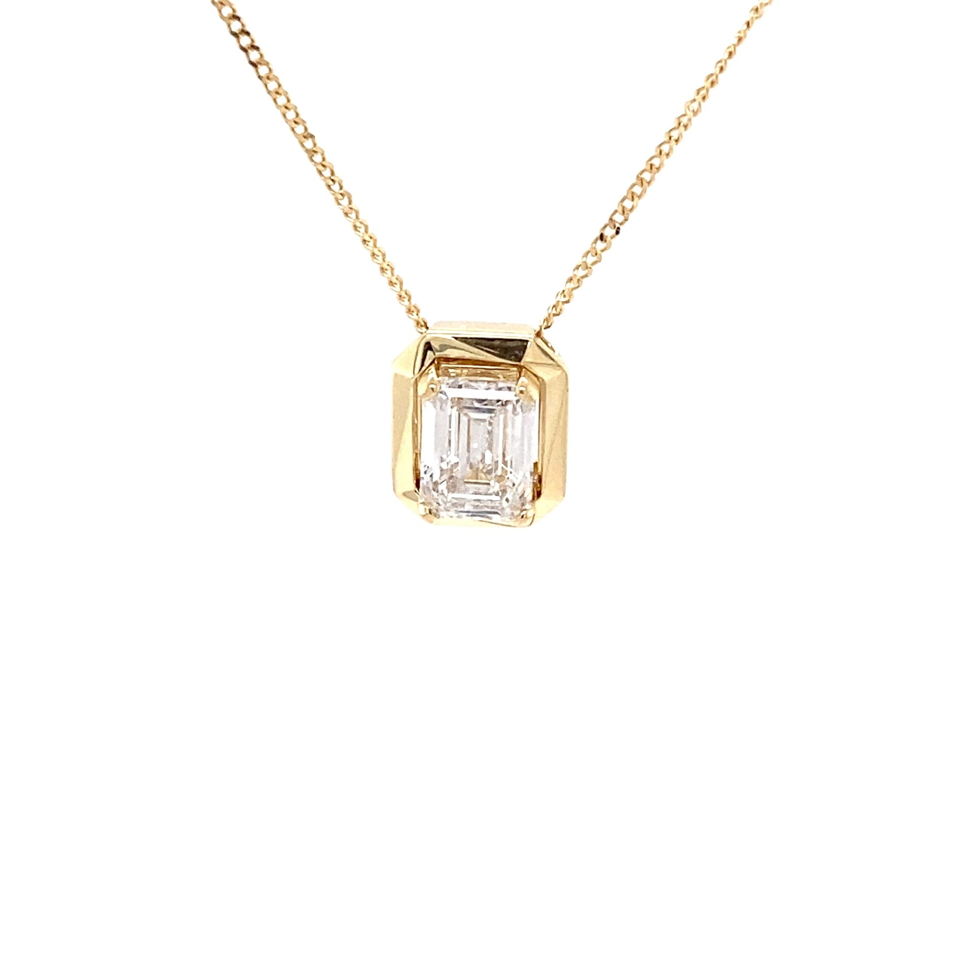 Lab Grown Emerald Cut Diamond Solitaire Pendant - 1.02cts Gardiner Brothers