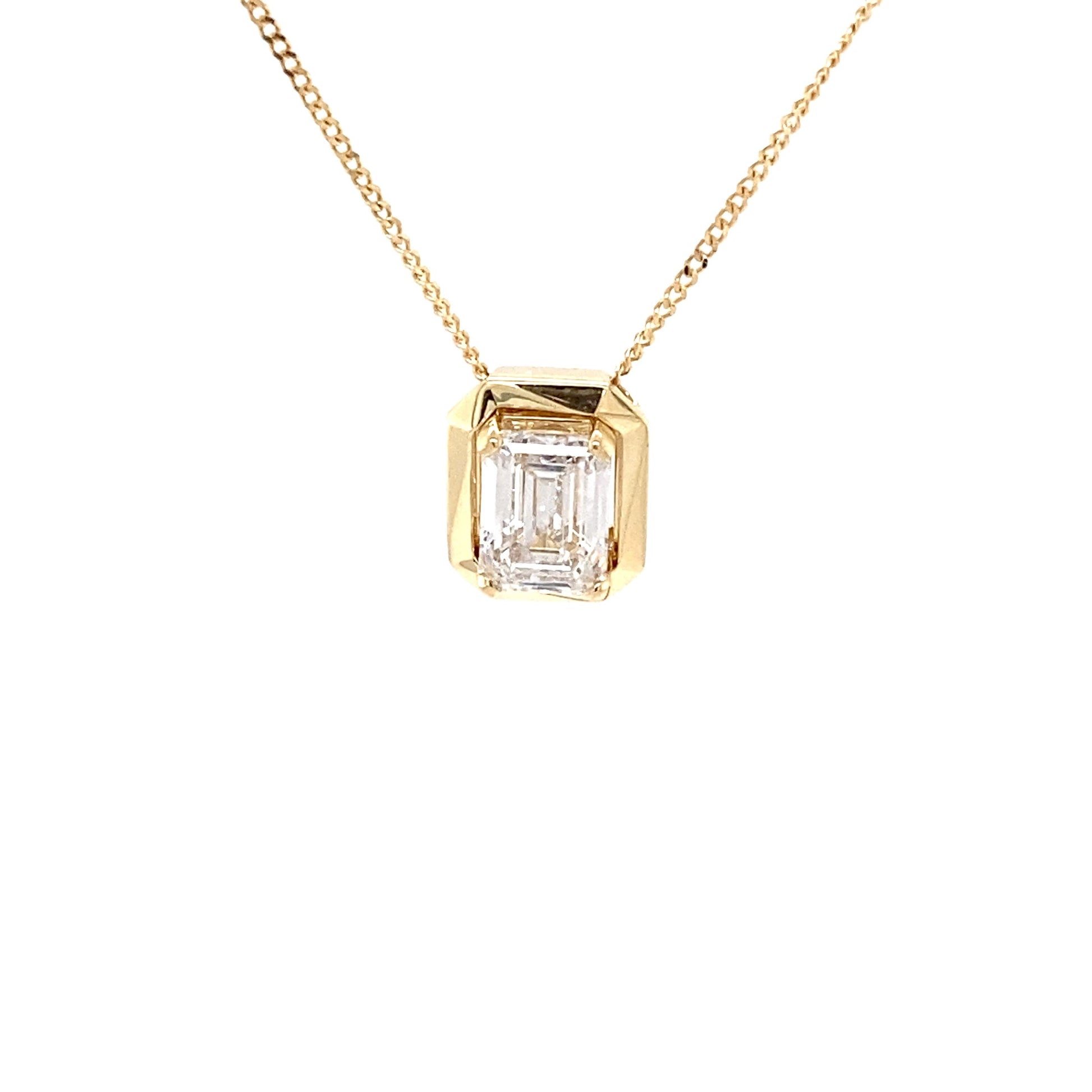 Lab Grown Emerald Cut Diamond Solitaire Pendant Gardiner Brothers