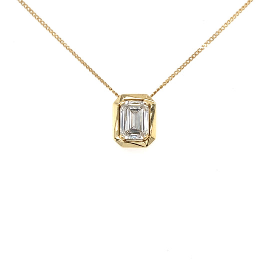 Lab Grown Emerald Cut Diamond Solitaire Pendant Gardiner Brothers