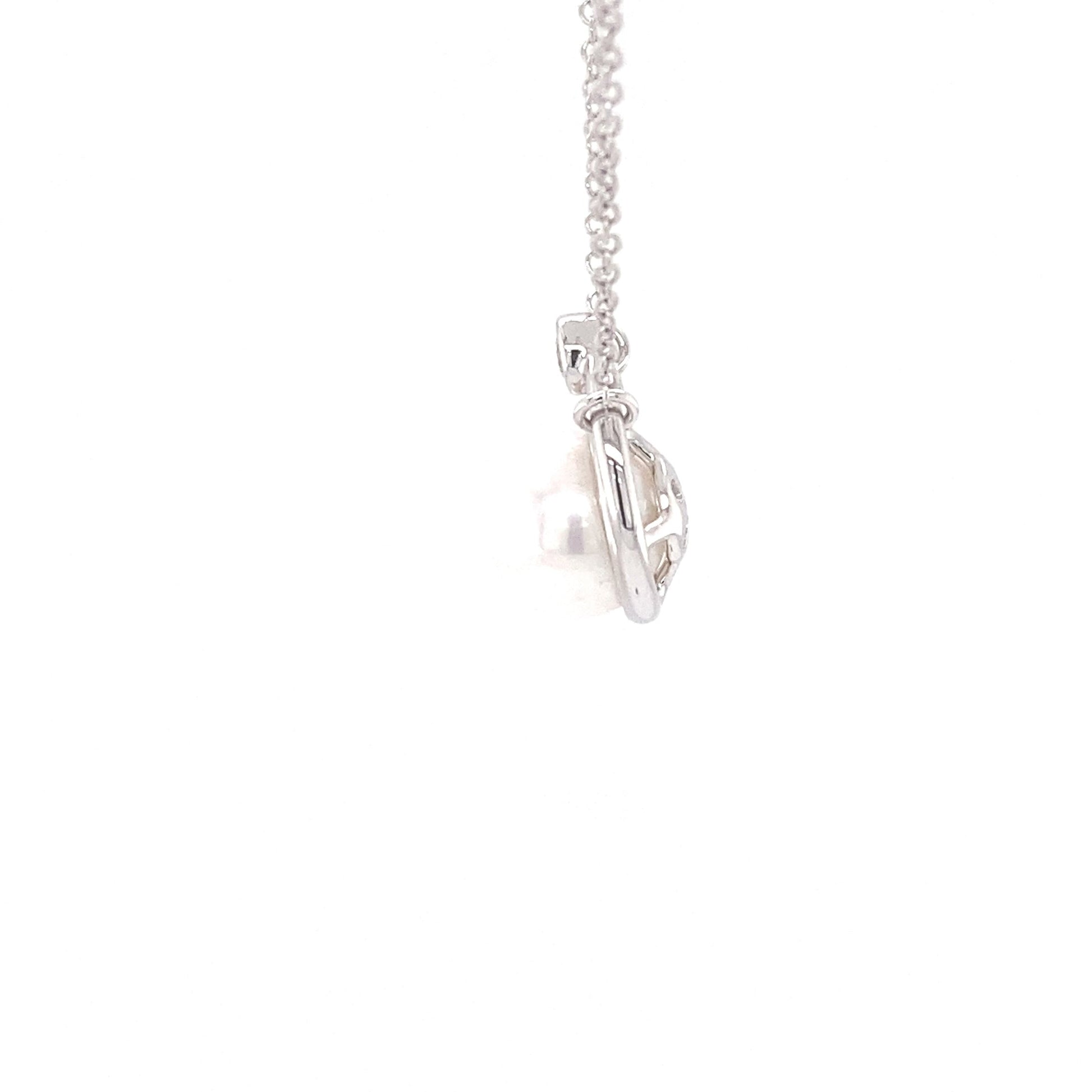 Pearl and round brilliant cut diamond pendant Gardiner Brothers