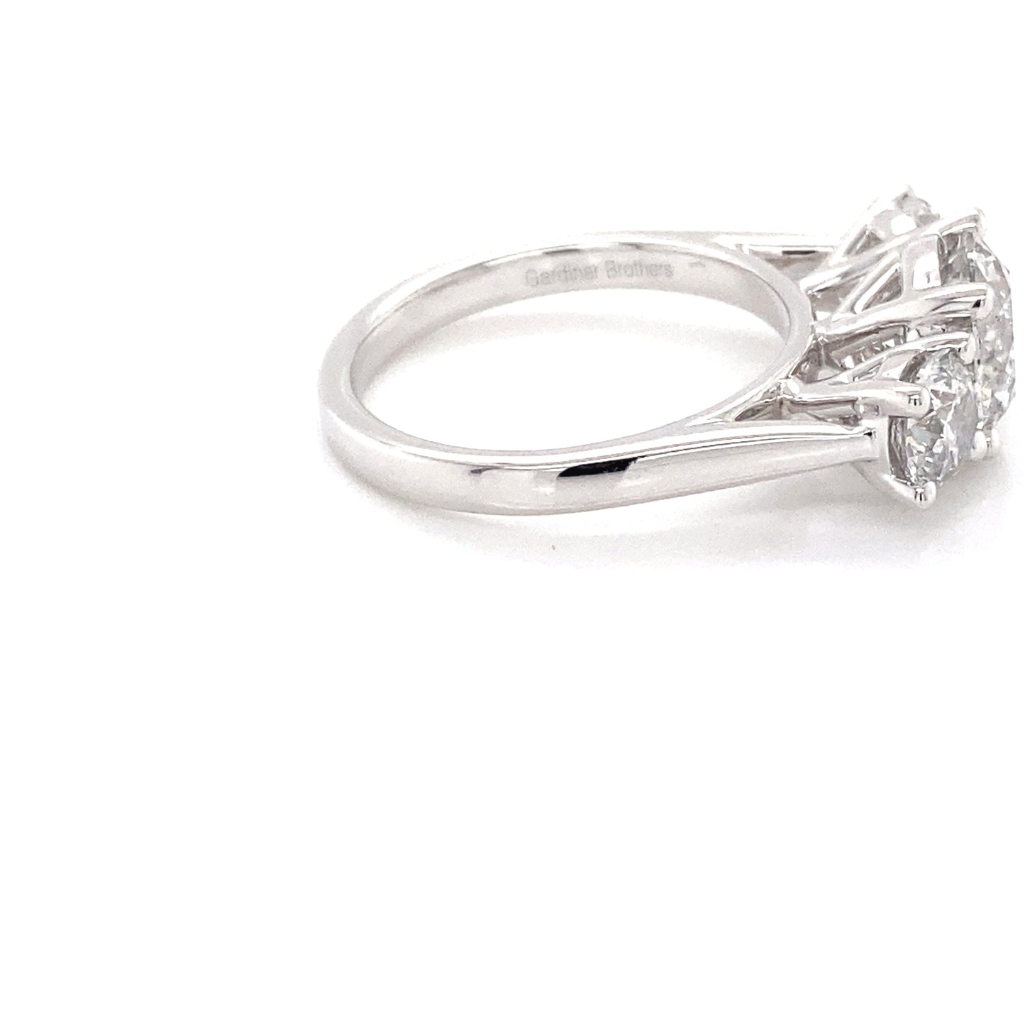 Platinum Round Brilliant Cut Diamond 3 Stone Ring - 3.20cts Gardiner Brothers