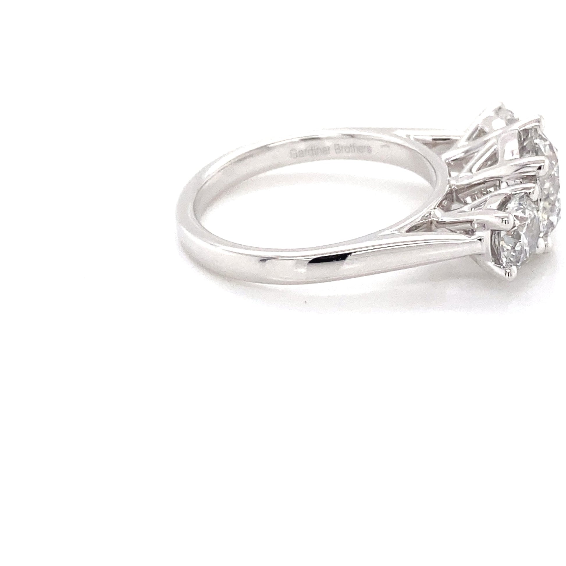 Platinum Round Brilliant Cut Diamond 3 Stone Ring - 3.20cts Gardiner Brothers