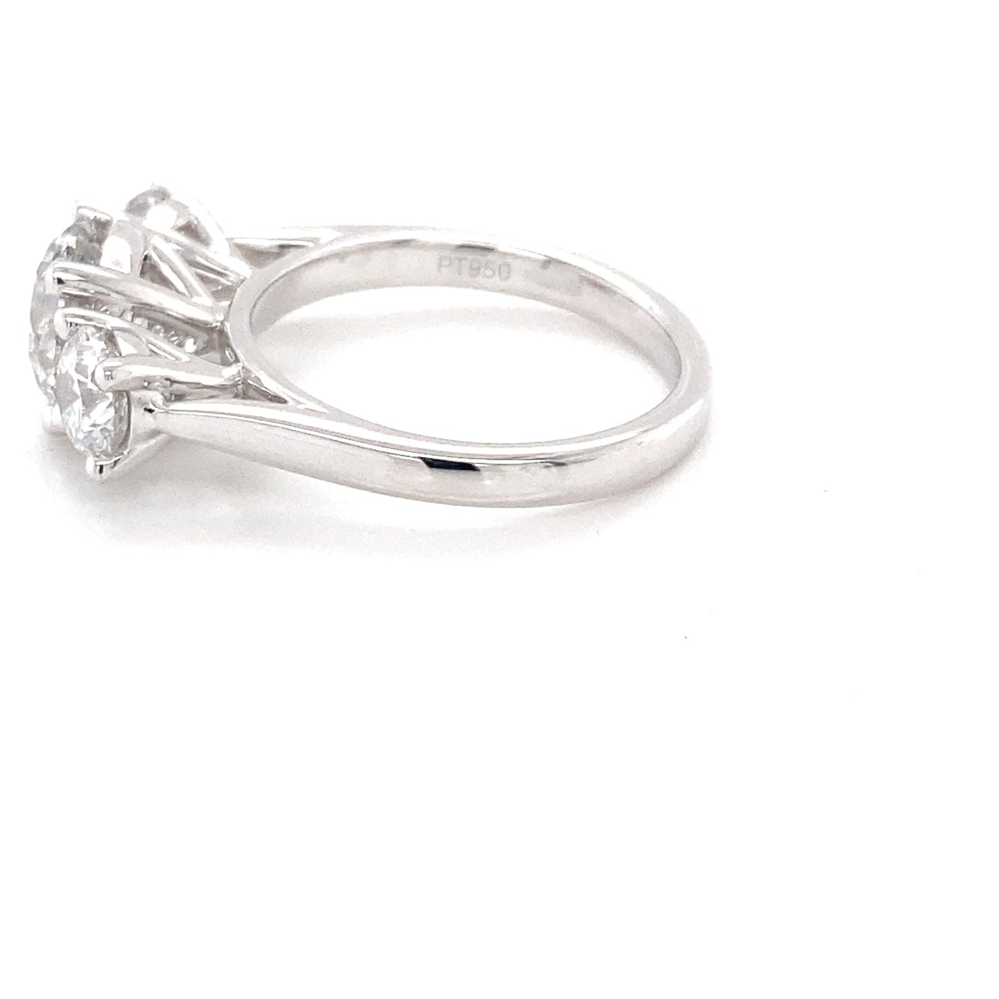 Platinum Round Brilliant Cut Diamond 3 Stone Ring - 3.20cts Gardiner Brothers