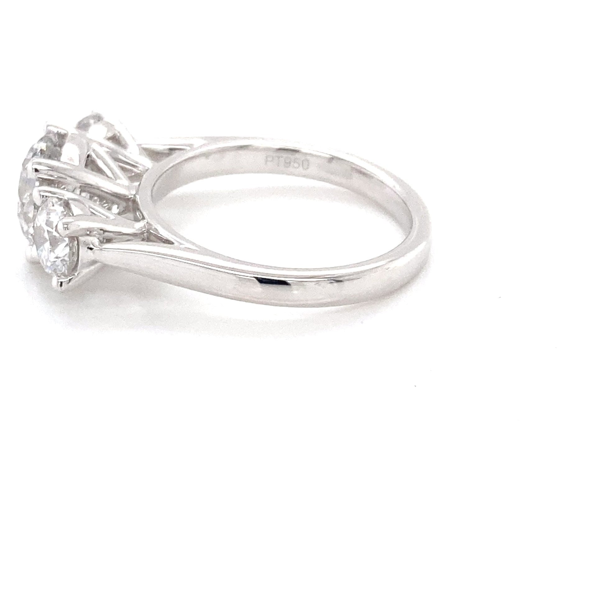Platinum Round Brilliant Cut Diamond 3 Stone Ring - 3.20cts Gardiner Brothers