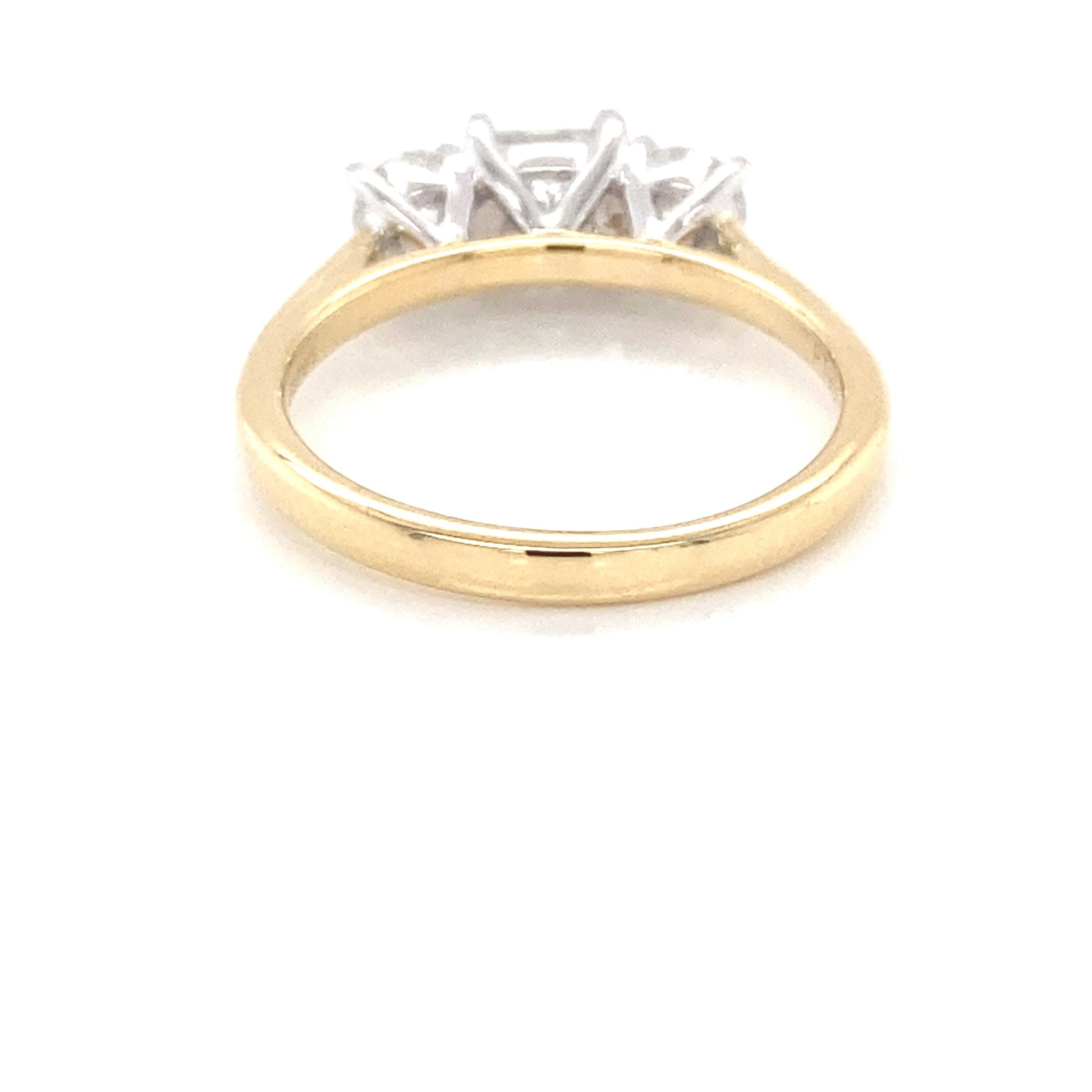 Yellow Gold Princess and round brilliant cut diamond 3 stone ring - 1.24cts Gardiner Brothers